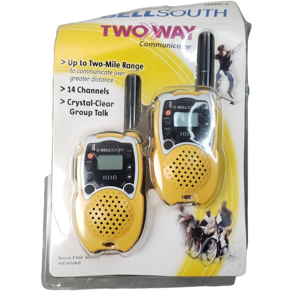 Vintage BellSouth Two-Way Communicator Radios Model 1010 Yellow Walkie Talkies - Picture 2 of 11
